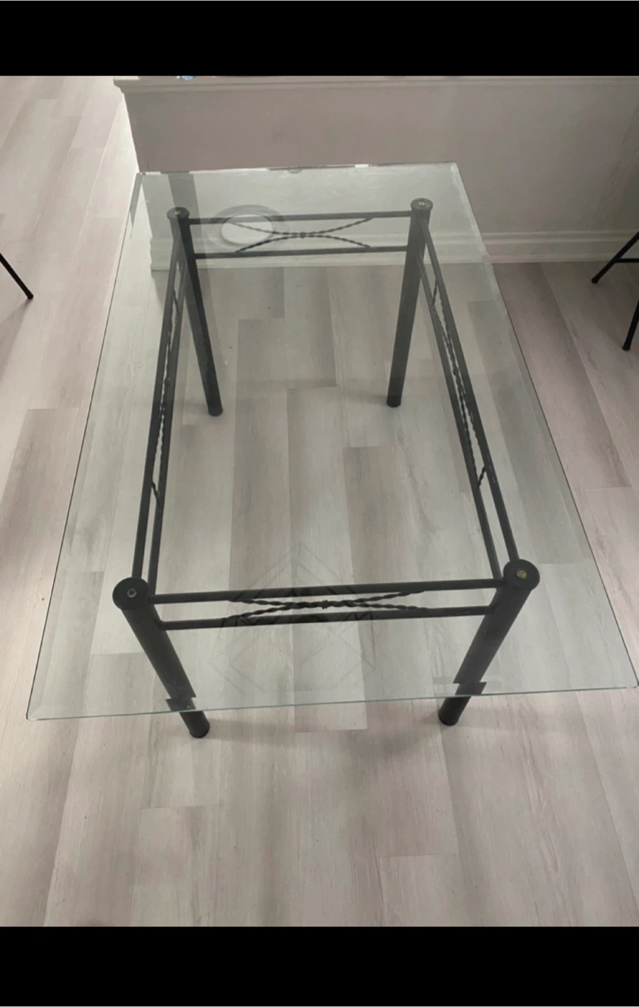Glass Top Coffee Table with Metal Base