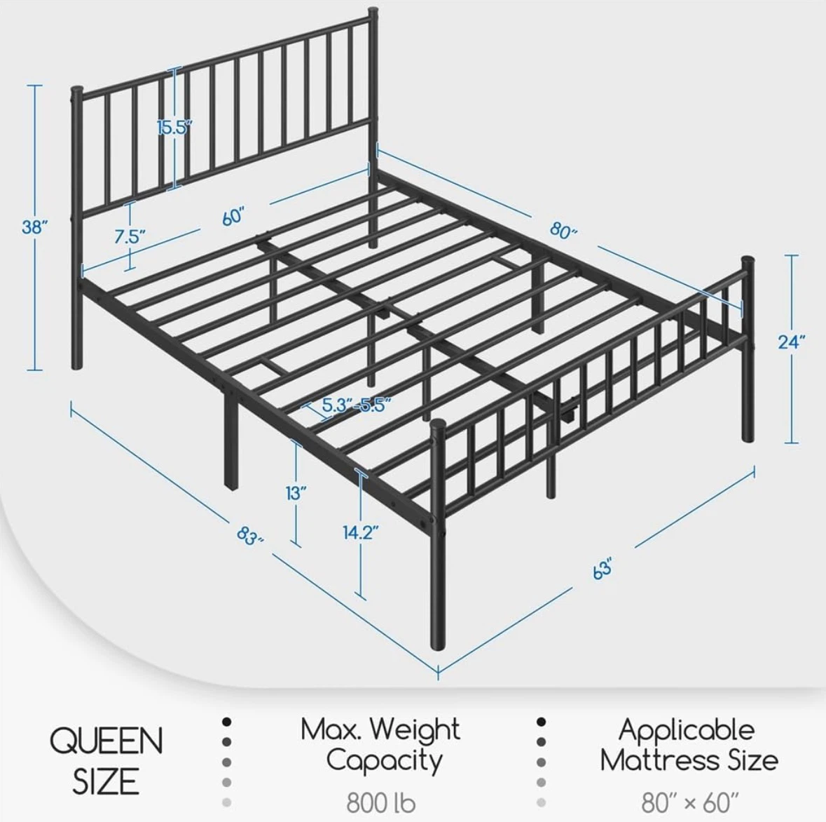 Queen Size Metal Bed Frame - photo 2