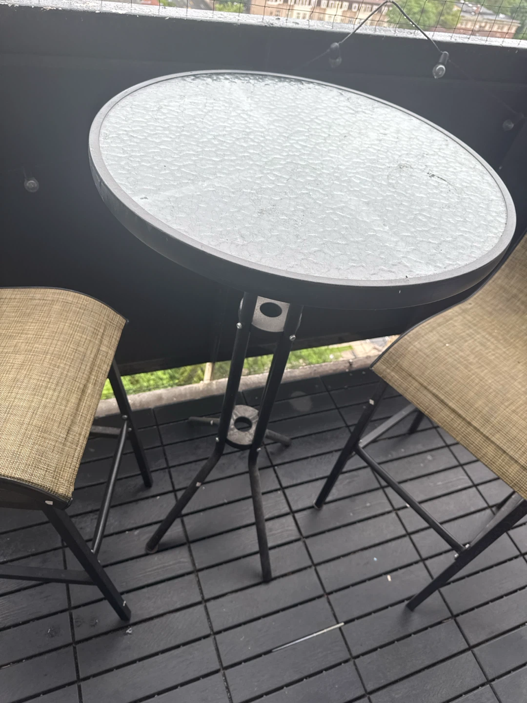 Glass top bistro set with two bar stools - photo 4