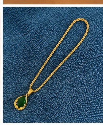 Gold Teardrop Pendant Necklace with Rose Detail - photo 2