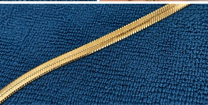Gold Herringbone Chain Necklace with Charm - photo 4