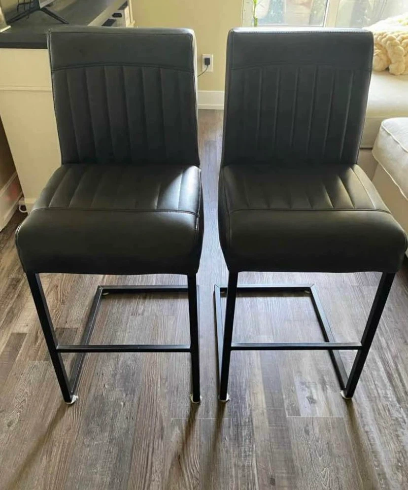 Urban Barn Vegan Leather Counter Height Bar Stools (Set of 2)