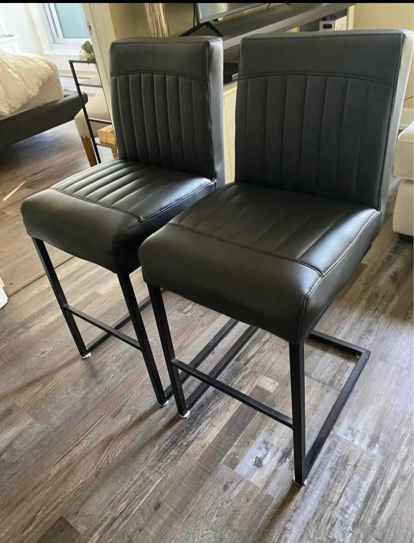 Urban Barn Vegan Leather Counter Height Bar Stools (Set of 2) - photo 2