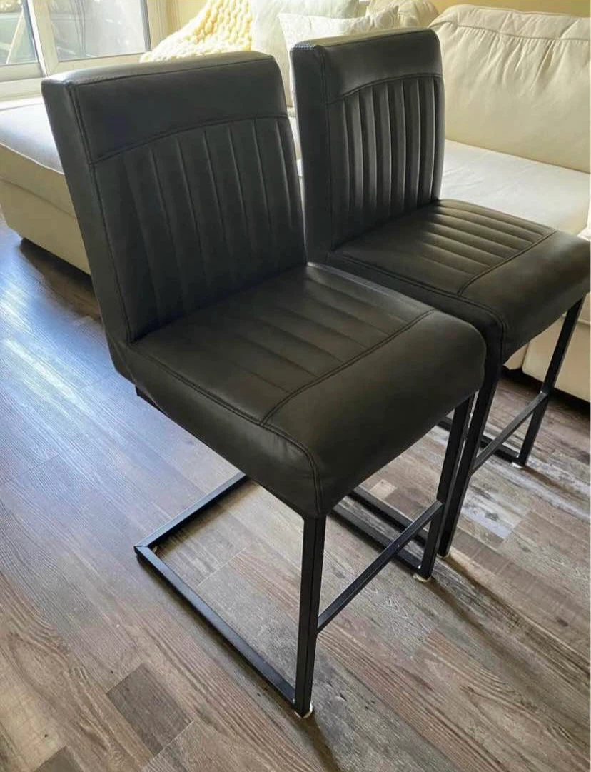 Urban Barn Vegan Leather Counter Height Bar Stools (Set of 2) - photo 4