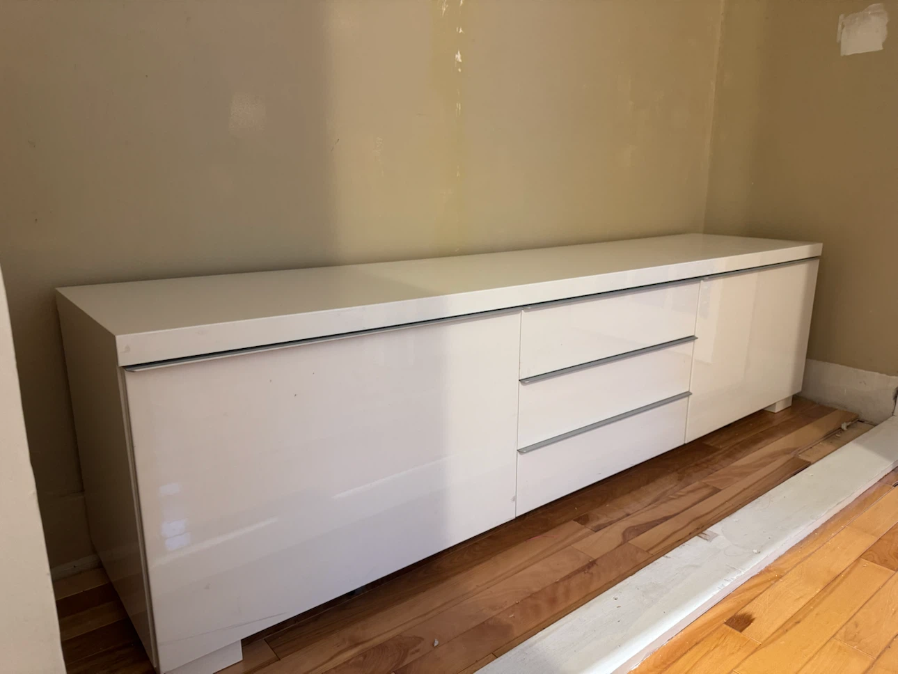 White TV Stand with Drawers and Doors