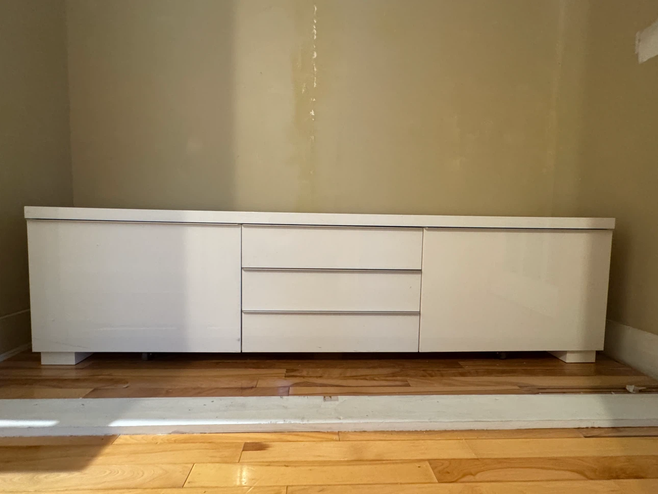 White TV Stand with Drawers and Doors - photo 2