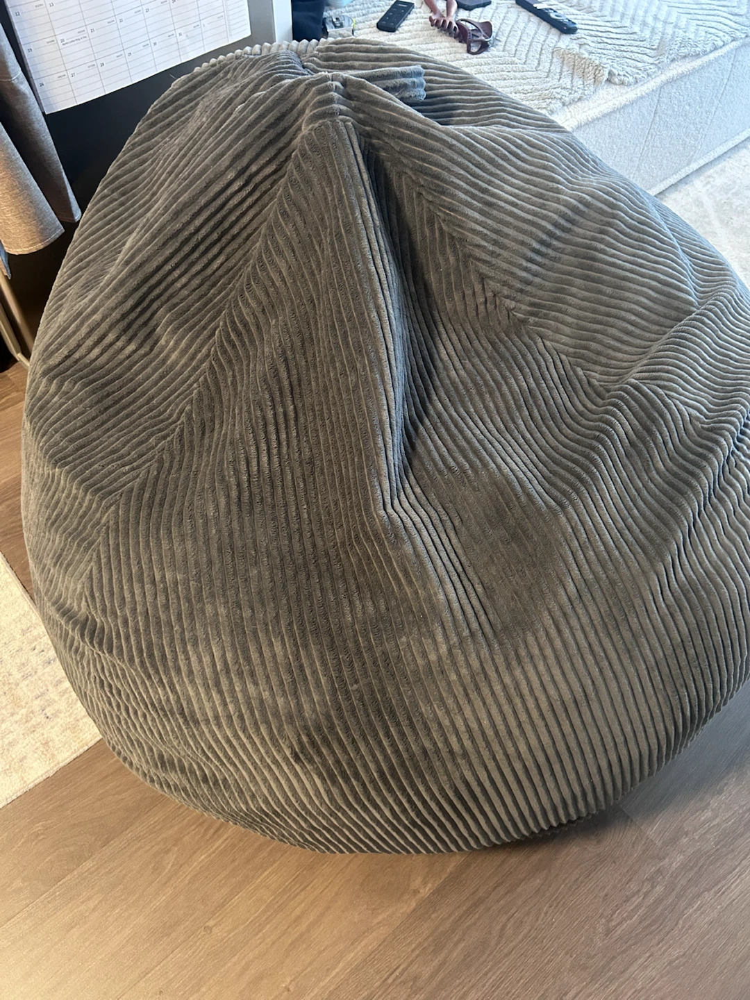 Grey Corduroy Bean Bag Chair - photo 3