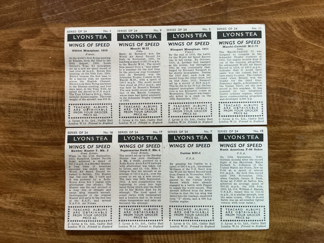 8. 1961 Lyons Tea “Wings of Speed” Uncut Panels  Cards - photo 4