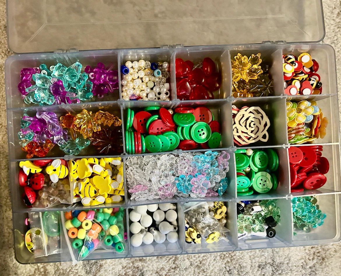 Craft Supply Organizer with Buttons and Beads