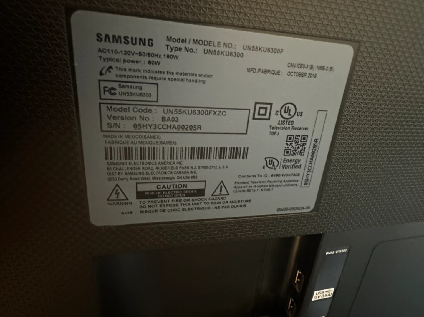 Samsung UN55KU6300F 55" 4K Smart TV