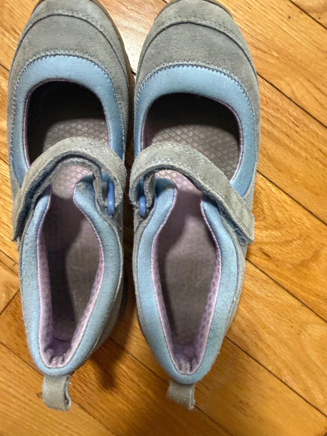 Lands' End Grey & Blue Mary Jane Shoes