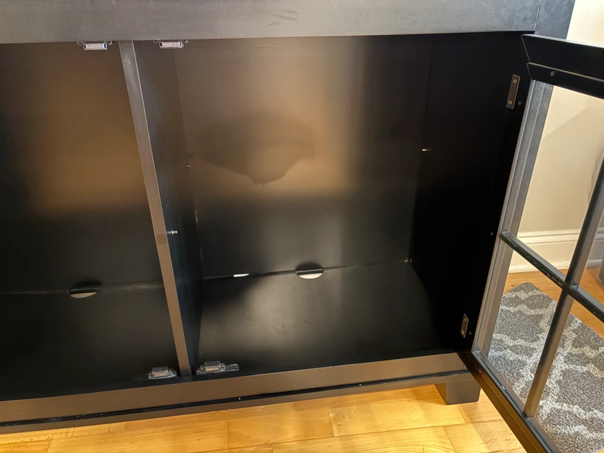 Black TV Stand Cabinet with Glass Doors - photo 2