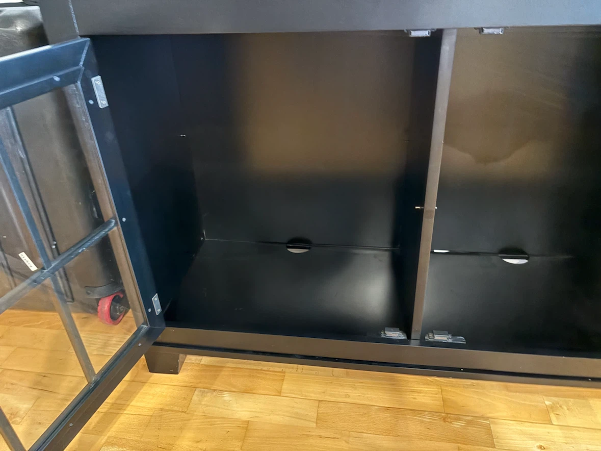 Black TV Stand Cabinet with Glass Doors - photo 3