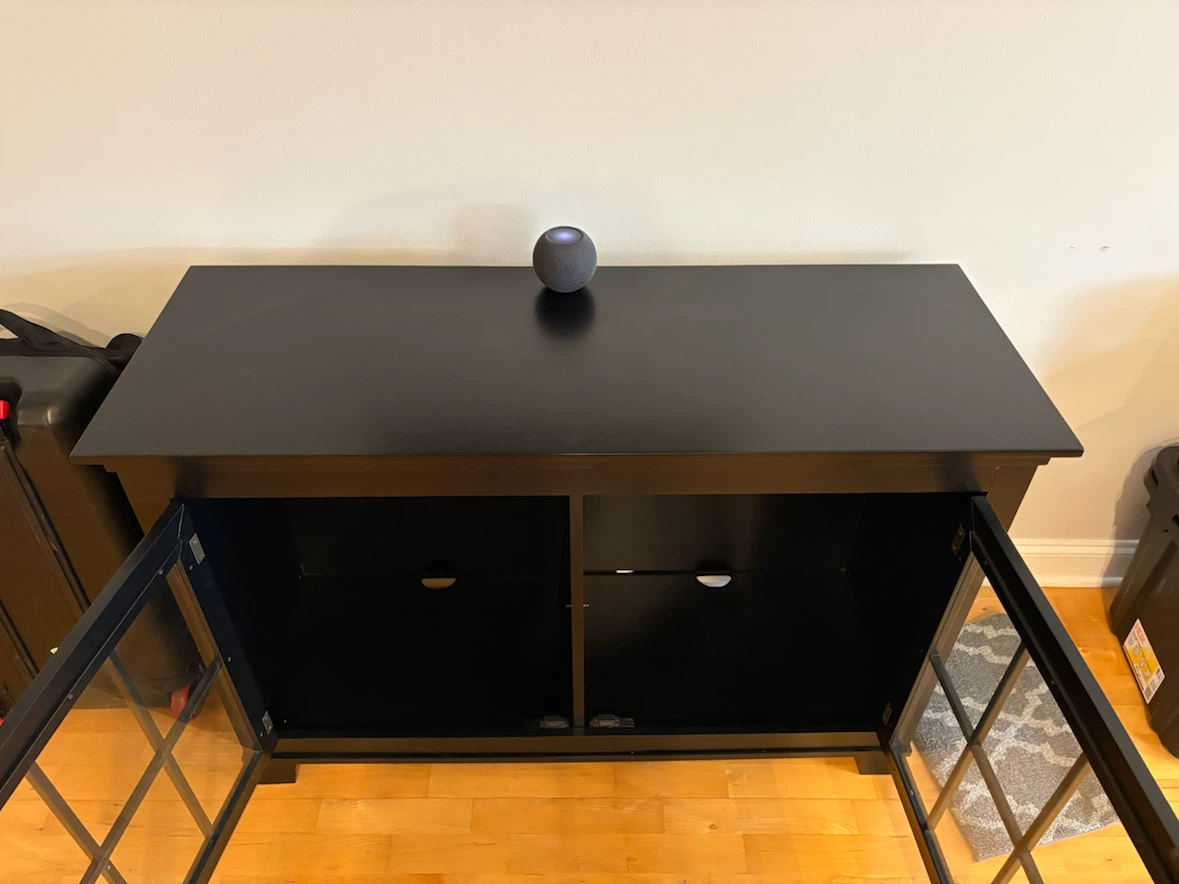 Black TV Stand Cabinet with Glass Doors - photo 4