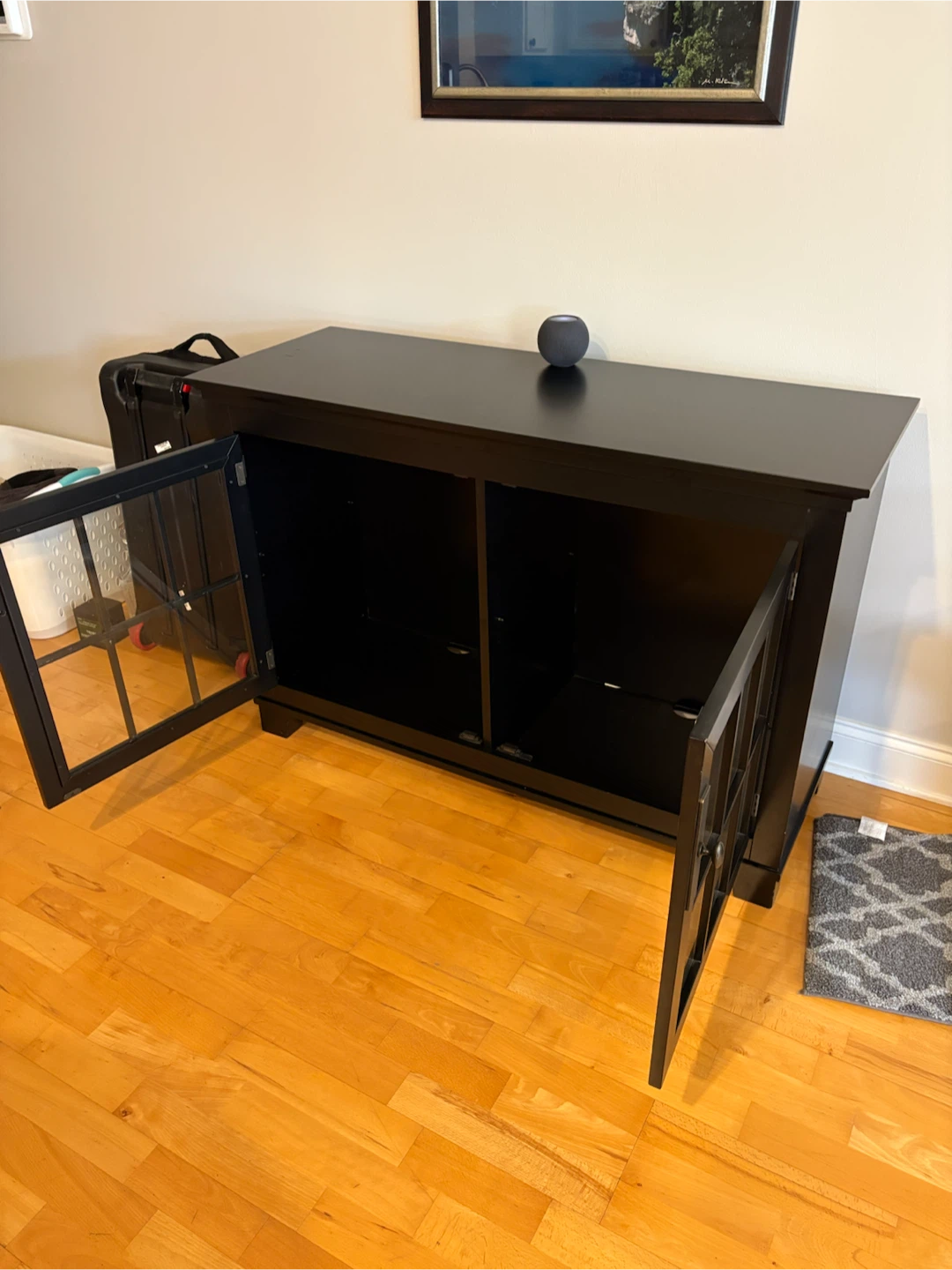 Black TV Stand Cabinet with Glass Doors - photo 5