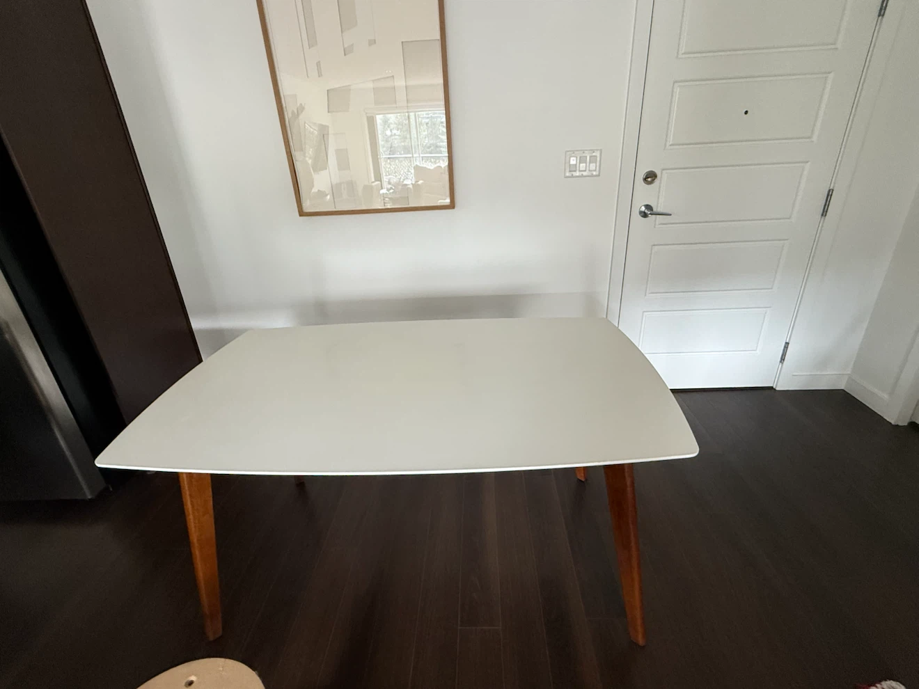 White Dining Table with Wood Legs