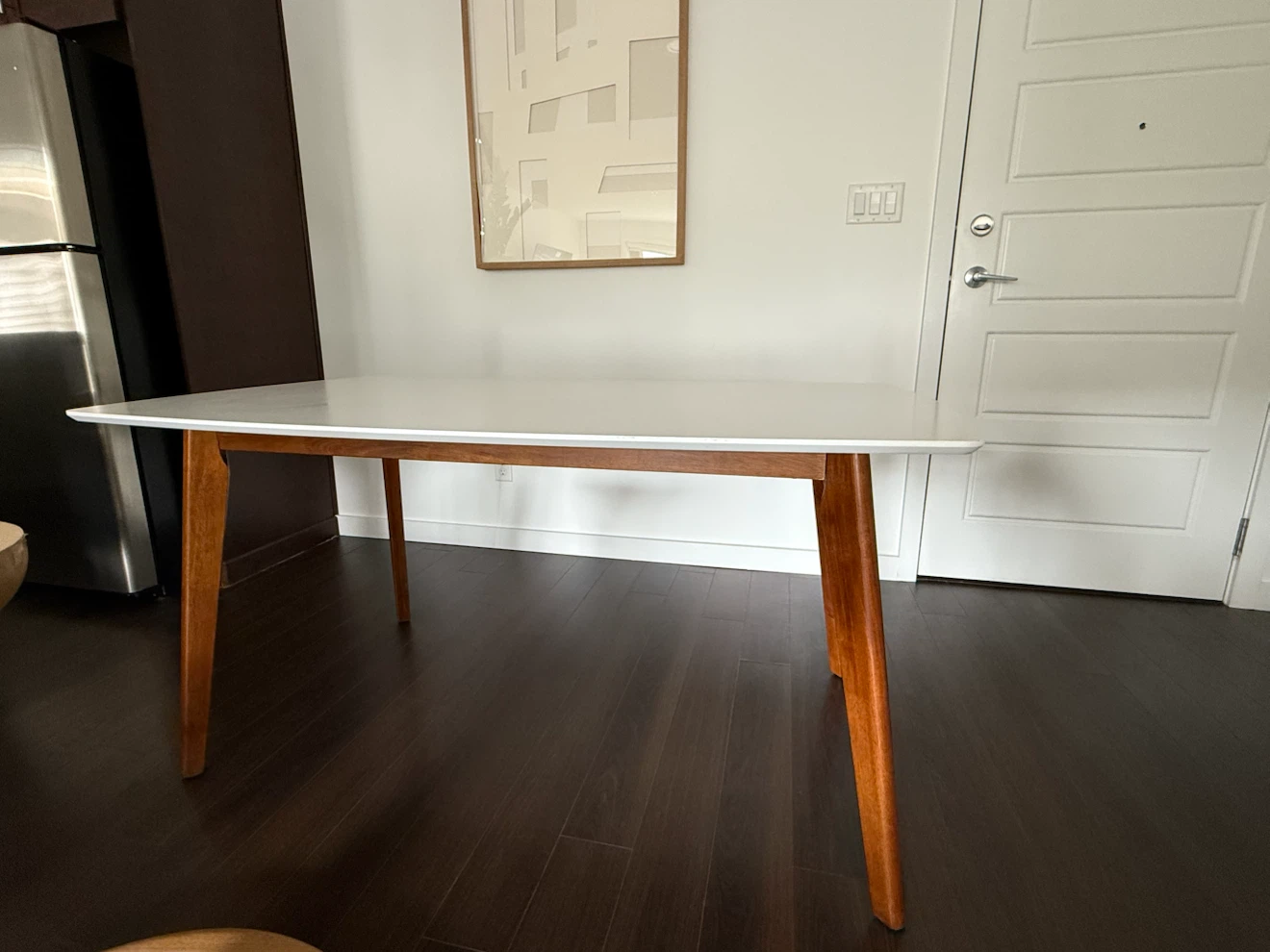 White Dining Table with Wood Legs - photo 2