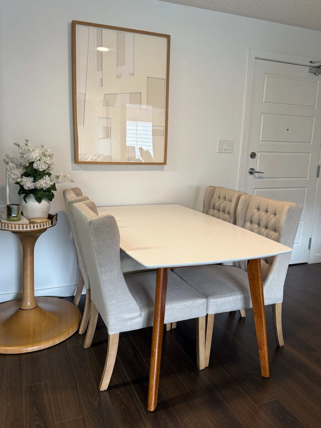 White Dining Table with Wood Legs - photo 3