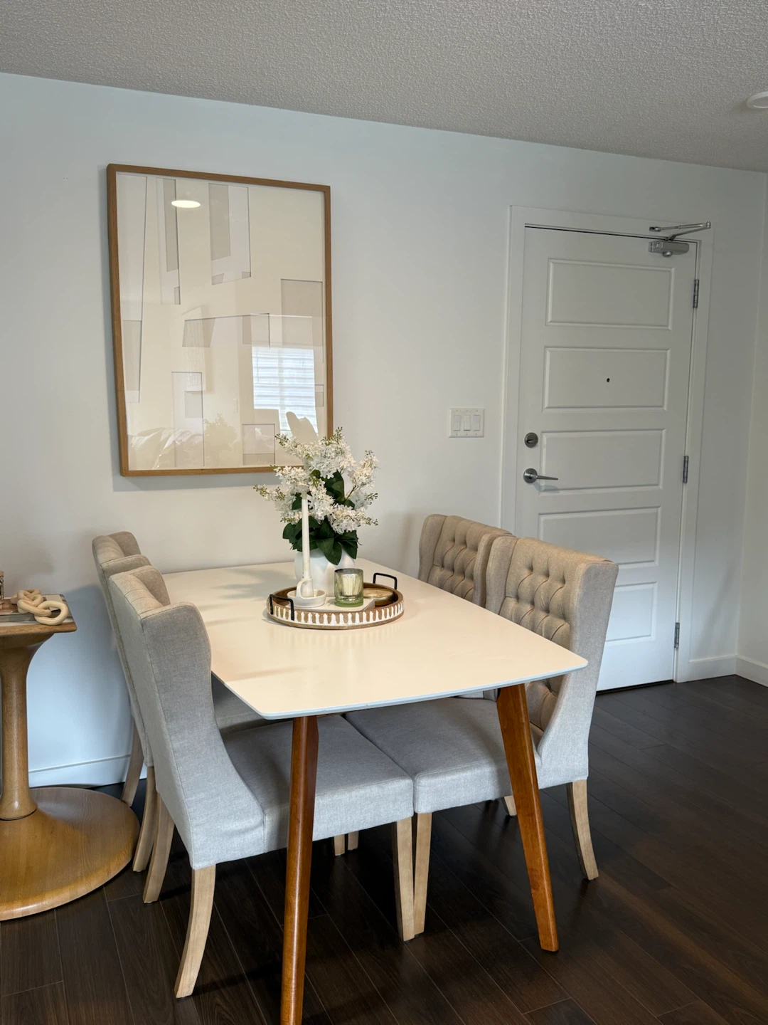 White Dining Table with Wood Legs - photo 4