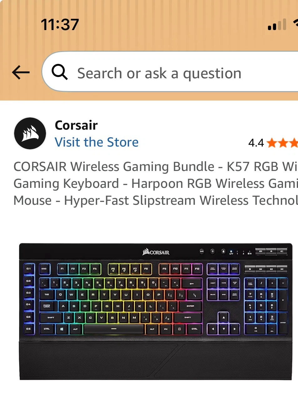 Corsair k57 wireless gaming keyboard