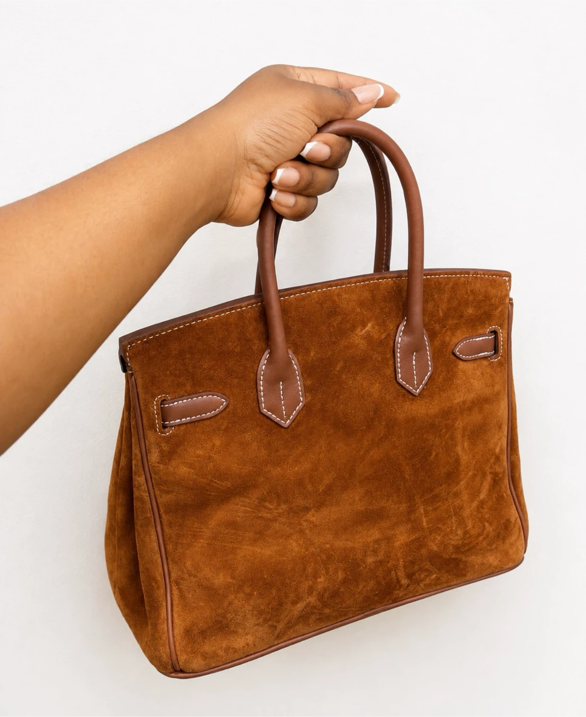 Beautiful Brown Suede and Leather Handbag. Big - photo 3