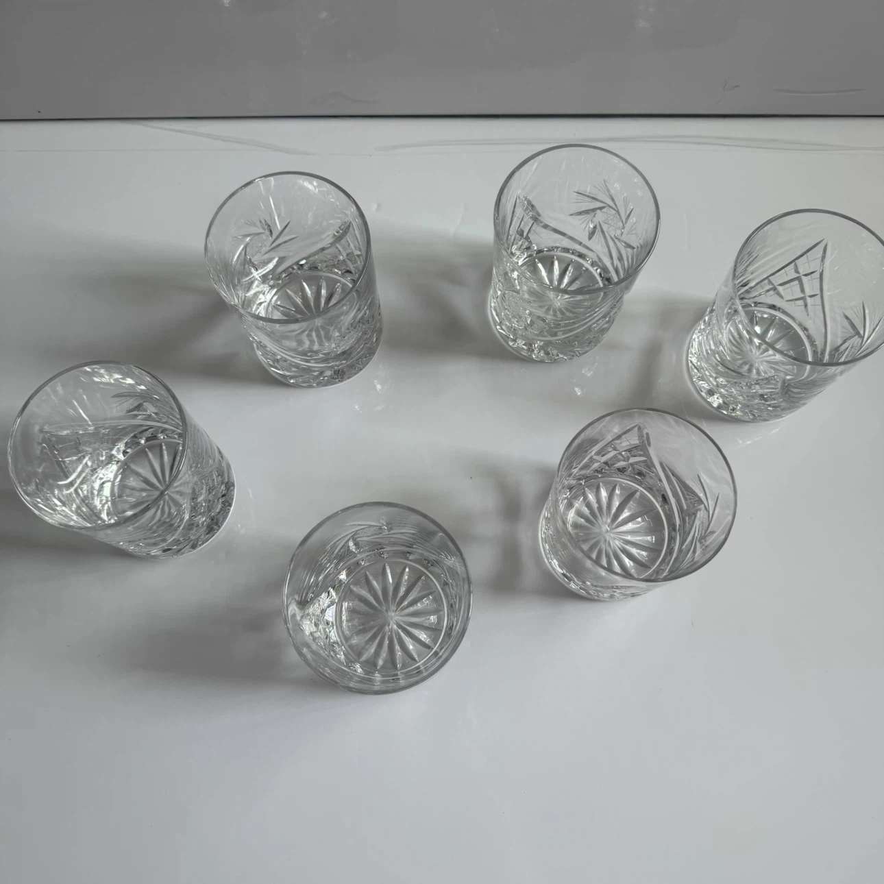 Set of 6 Crystal Cut Tumblers pinwheel Very Good - photo 3