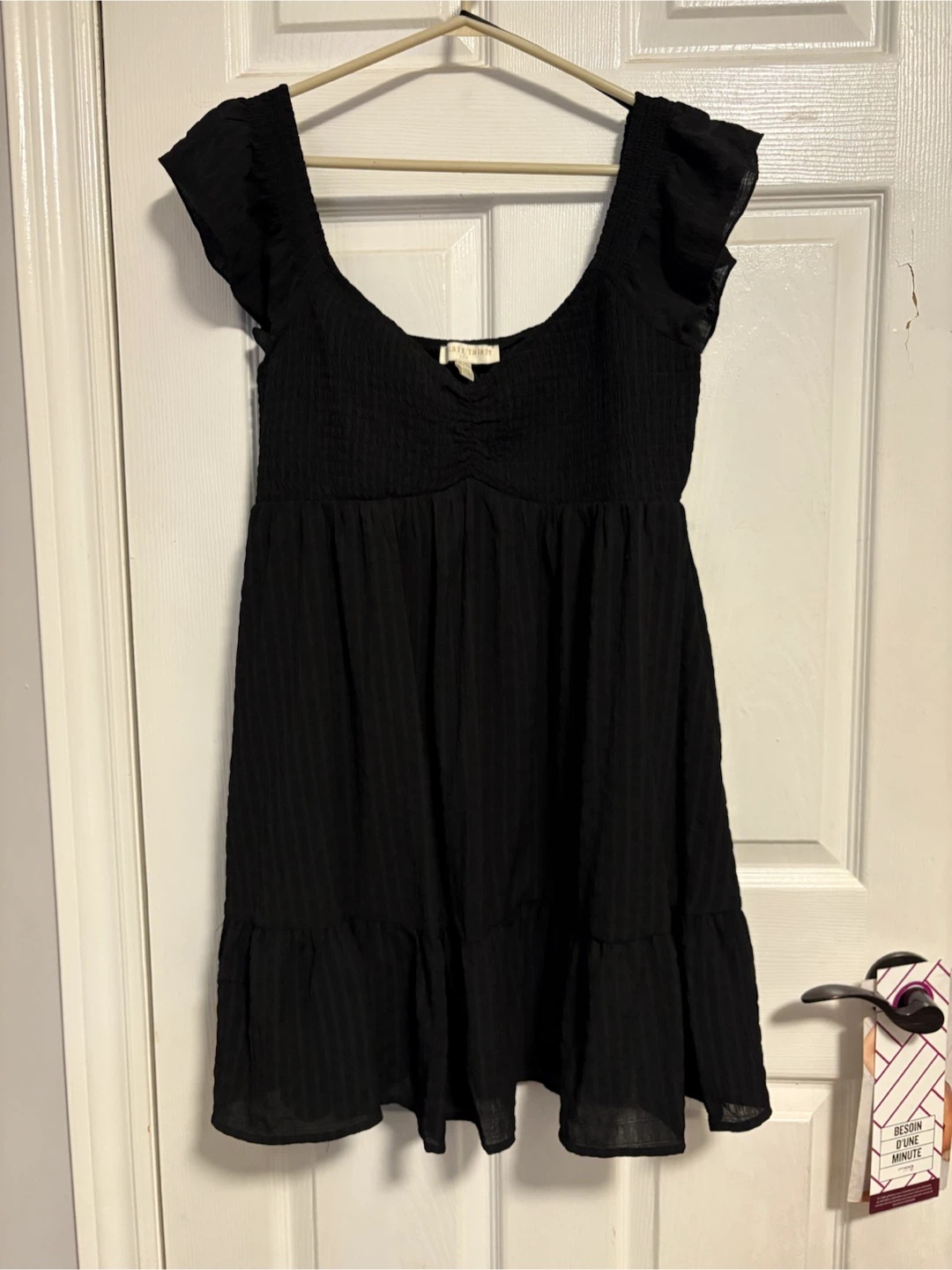 Thirty Thirty Black Smocked Mini Dress XL/TG