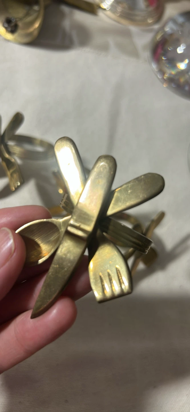 Brass Cutlery Napkin Rings Set