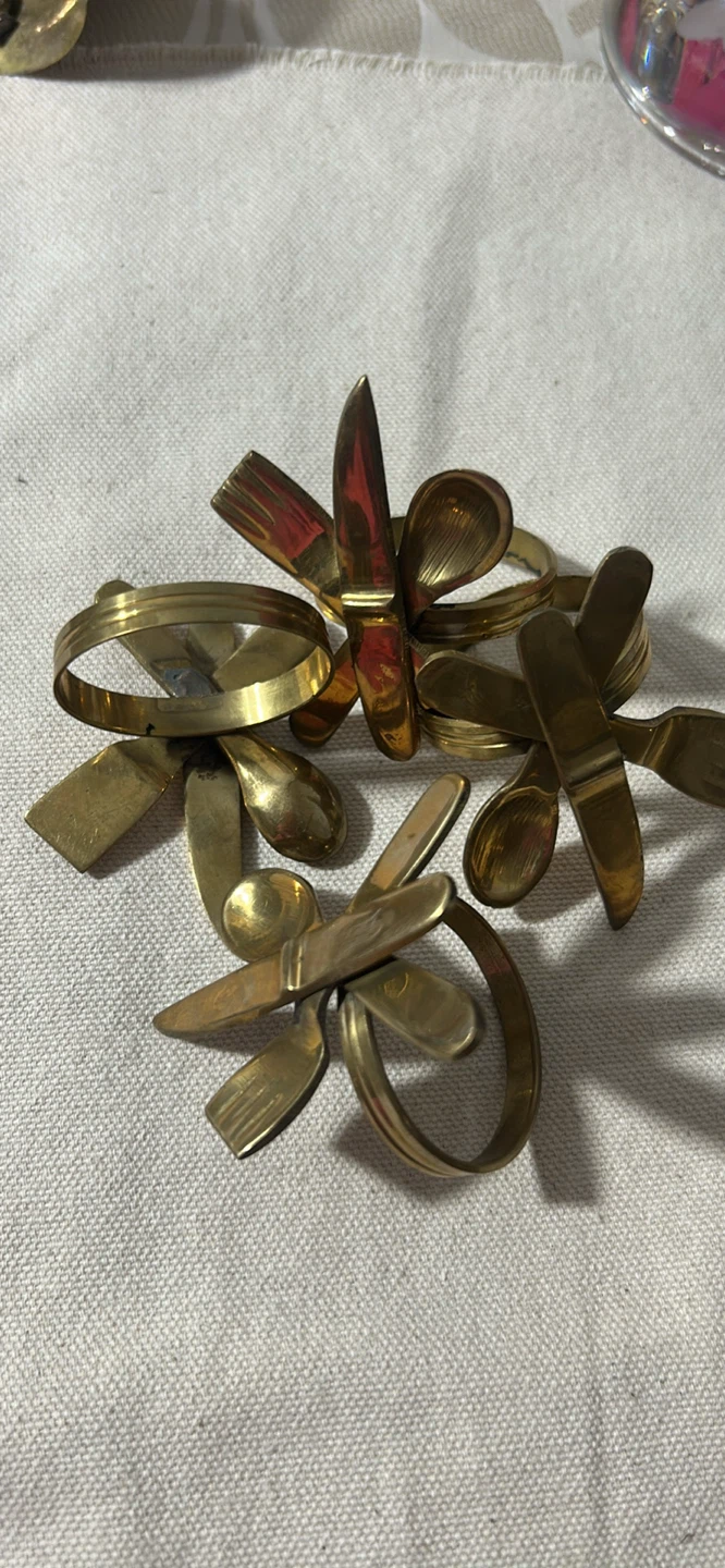 Brass Cutlery Napkin Rings Set - photo 2