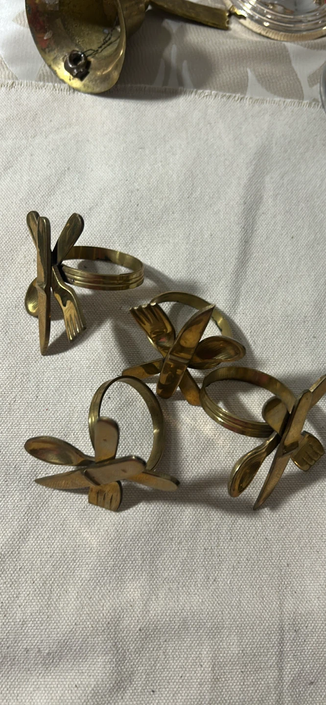 Brass Cutlery Napkin Rings Set - photo 3