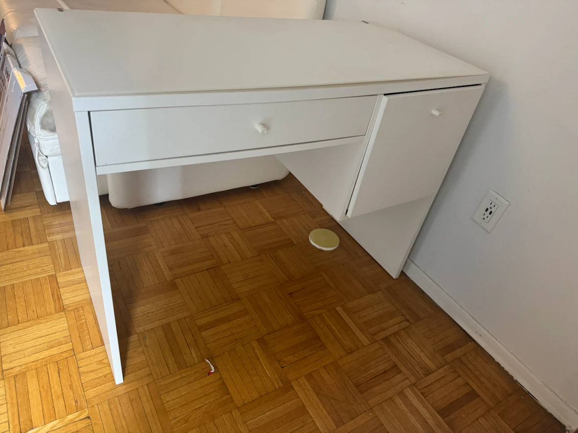 White Desk with Drawer and Cabinet - photo 2