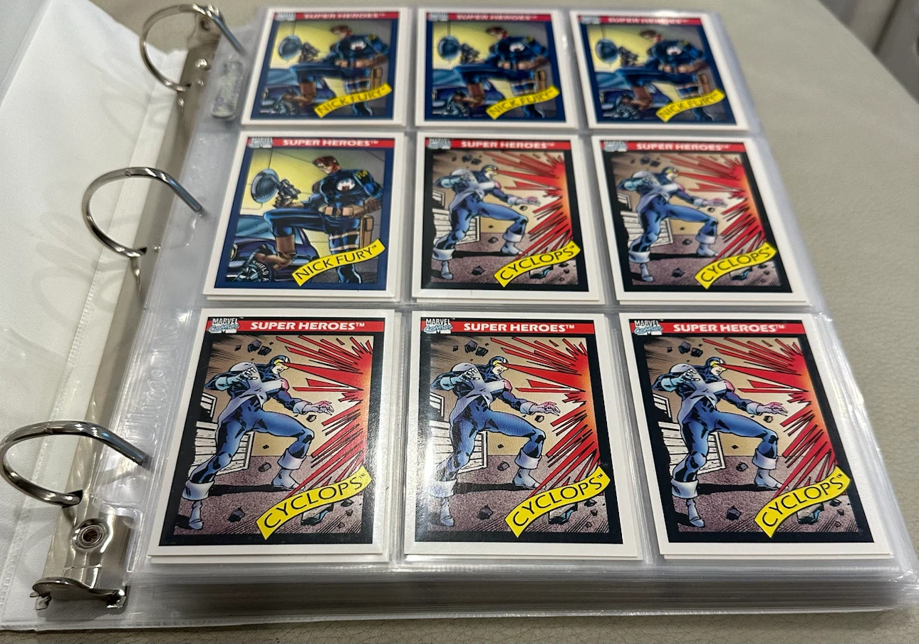 BINDER OF MINT 1990 IMPEL/MARVEL TRADING CARDS