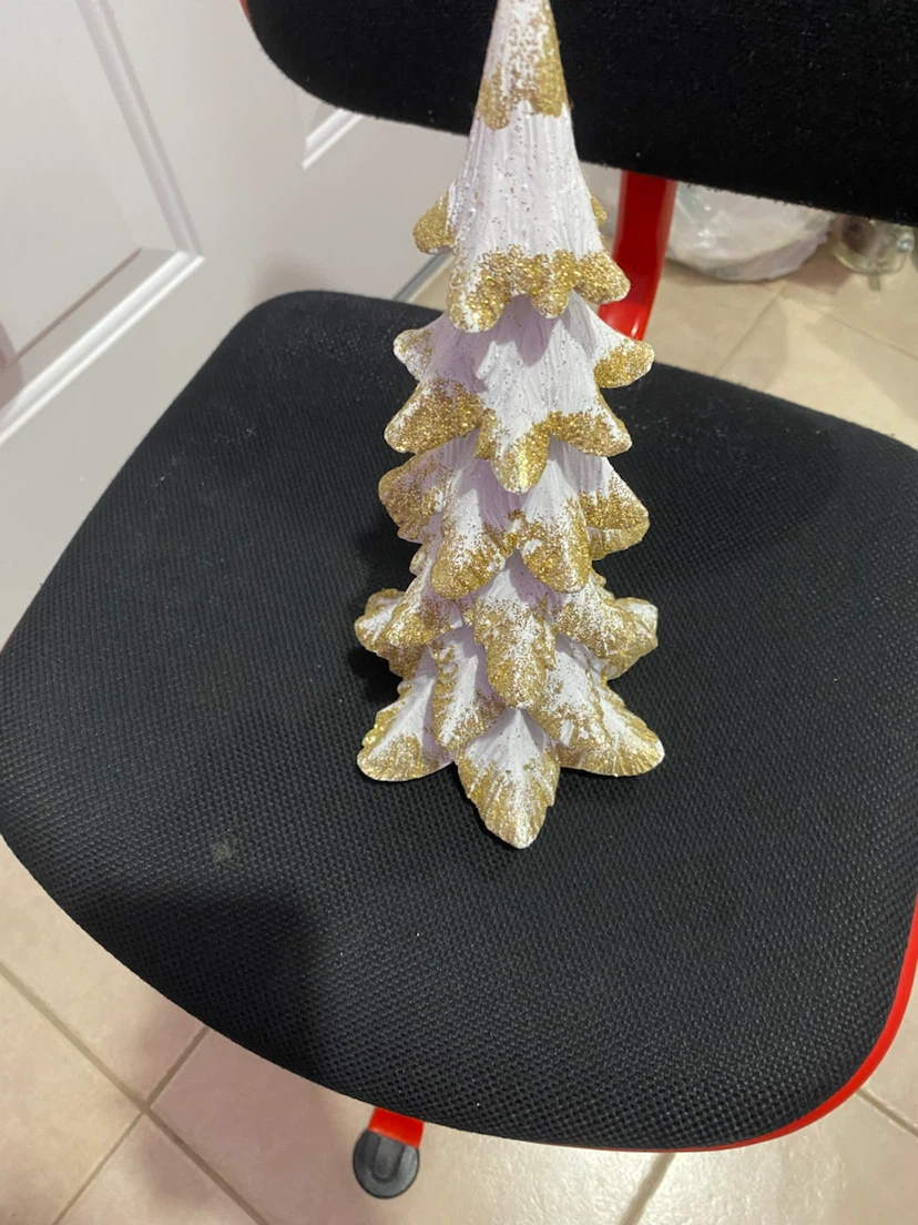 Canva White & Gold Glitter Christmas Tree Decor