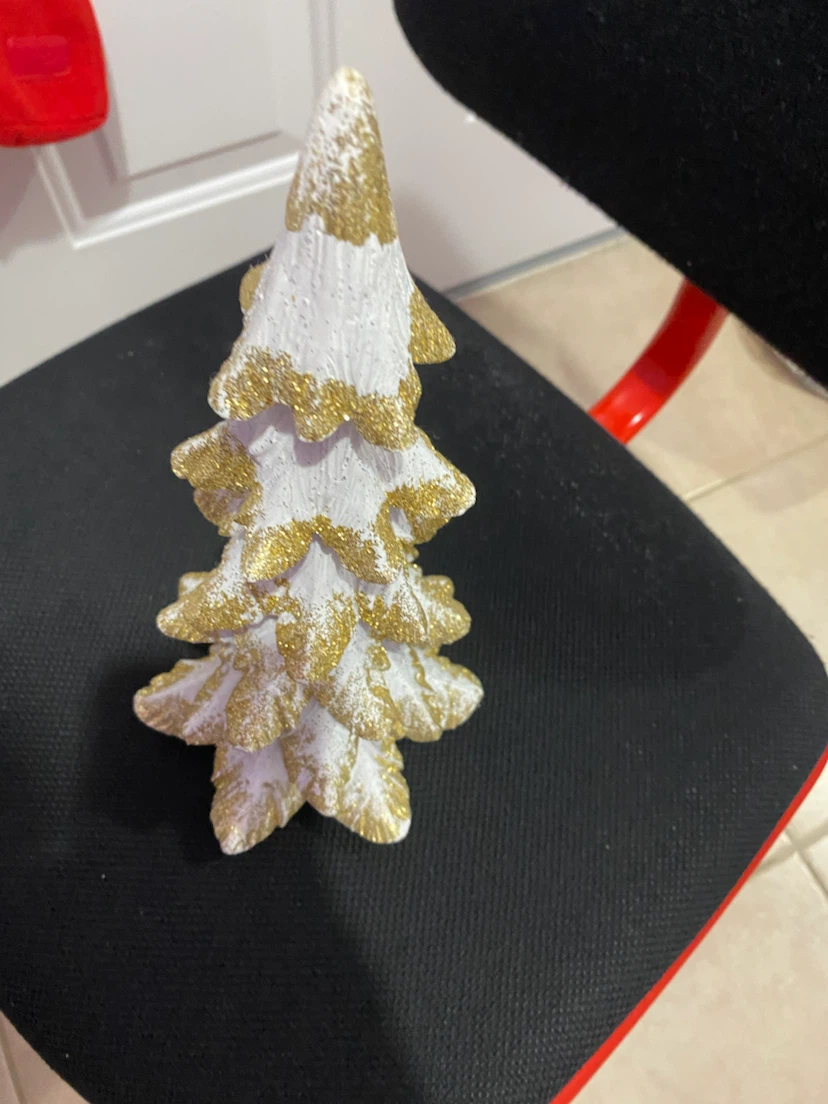 Canva White & Gold Glitter Christmas Tree Decor - photo 2