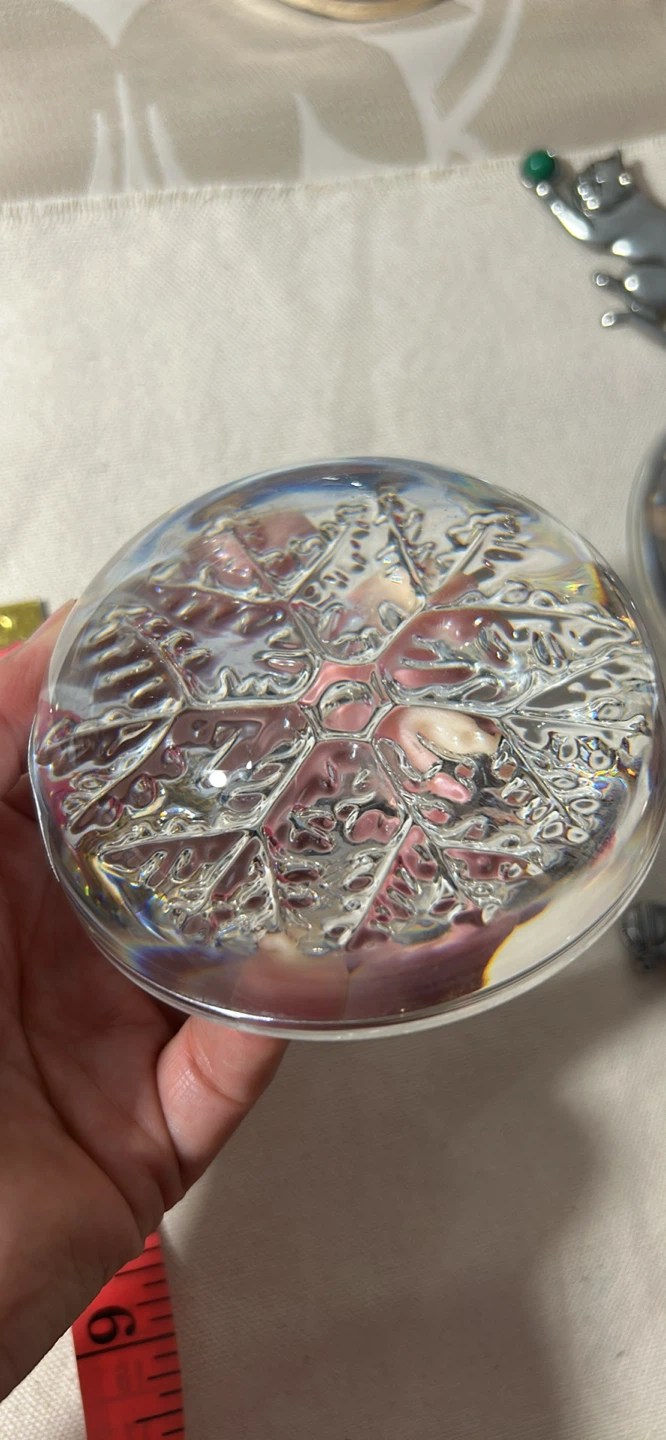 Glass Paperweight with Snowflake Design