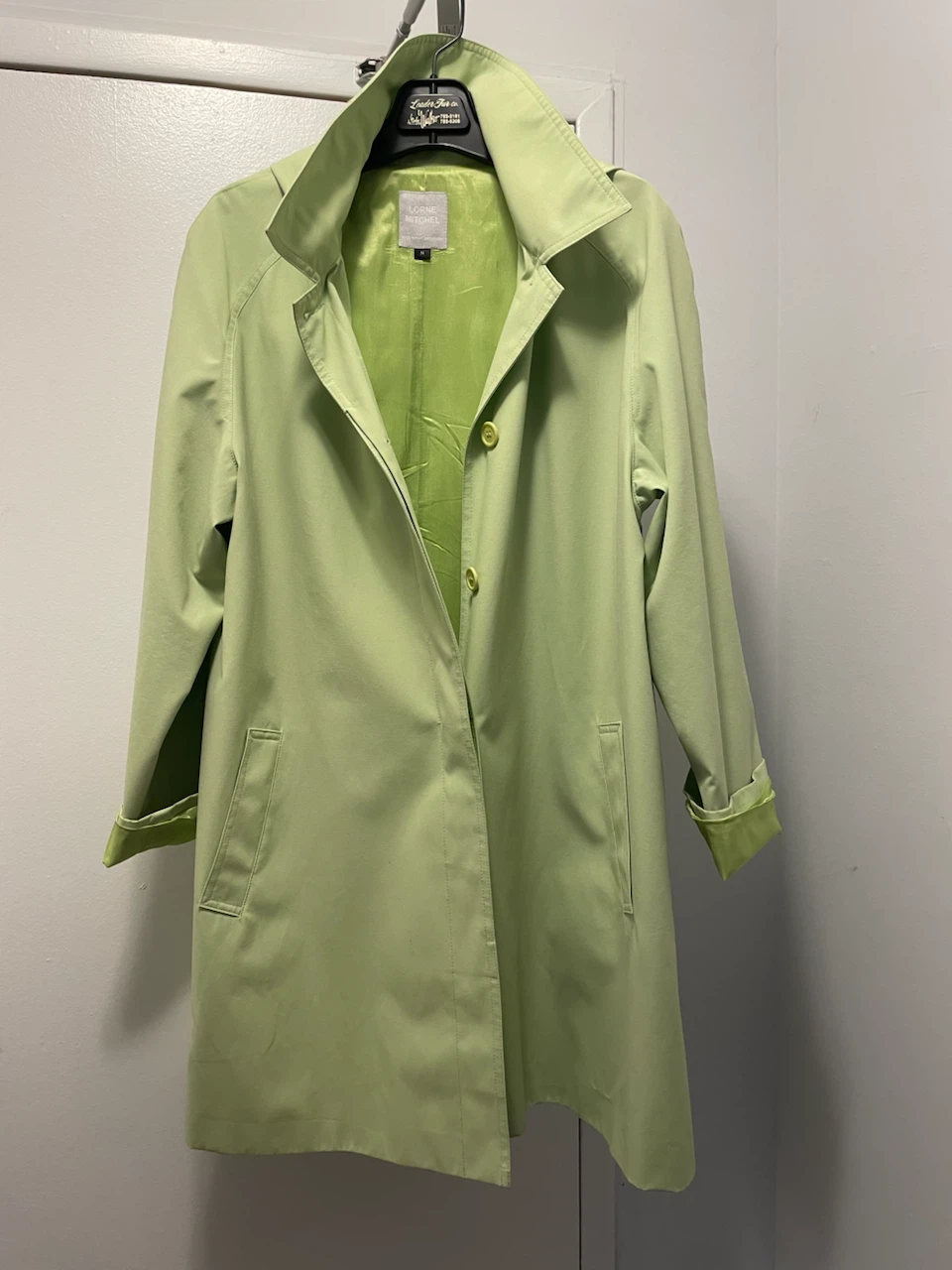 Lorne Michel Women's Light Green Trench Coat Size 14