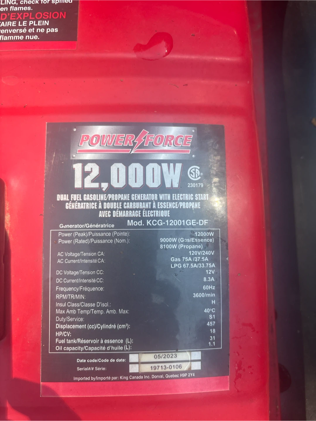 King Canada Power Force Dual Fuel Generator 12,000W - photo 4