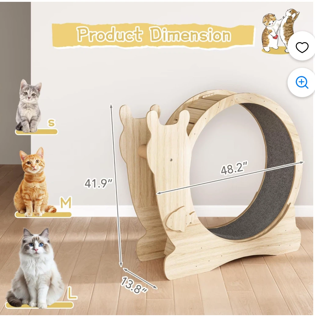 Wooden Cat Running Wheel - photo 4