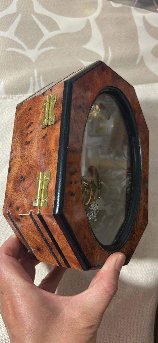 Octagonal Wooden Jewelry Box with Glass Lid - photo 2
