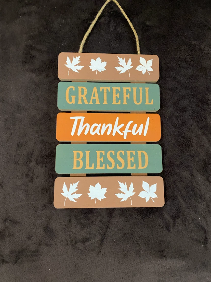 Fall Themed Hanging Sign - Grateful, Thankful, Blessed