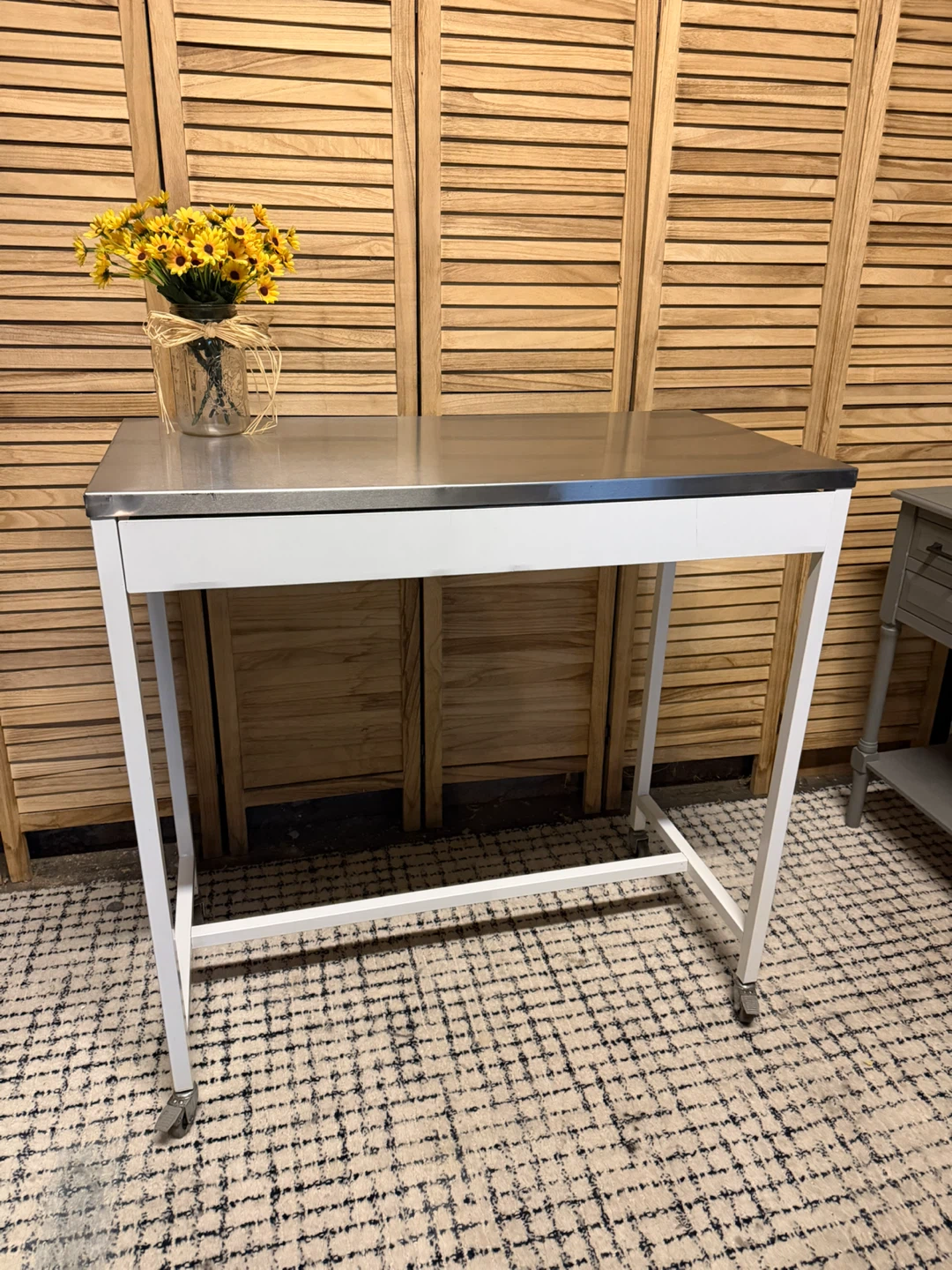 Rolling Utility  Counter Table with Stainless Steel Top - photo 2