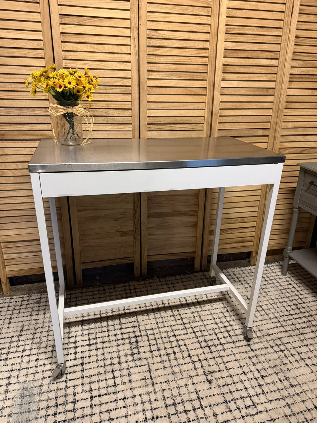 Rolling Utility  Counter Table with Stainless Steel Top - photo 2