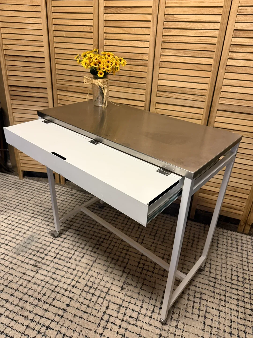 Rolling Utility  Counter Table with Stainless Steel Top - photo 5