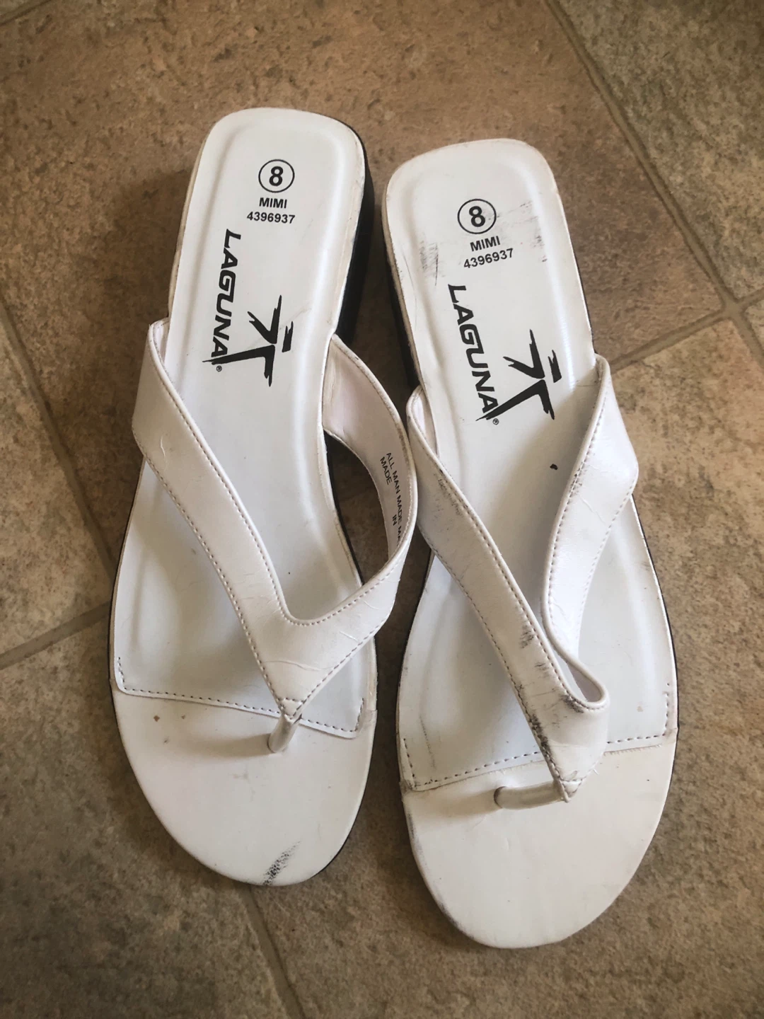 Laguna White Thong Sandals Size 8