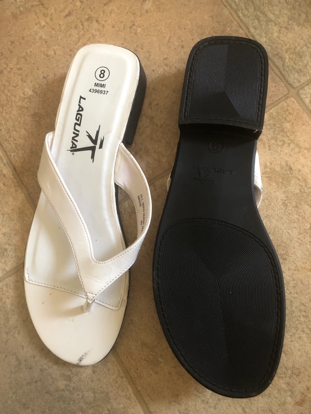Laguna White Thong Sandals Size 8 - photo 2