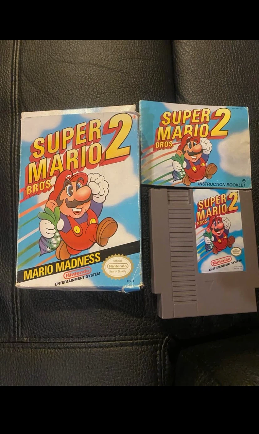 Super Mario Bros 2 Complete NES Nintendo Mario Madness CIB Box