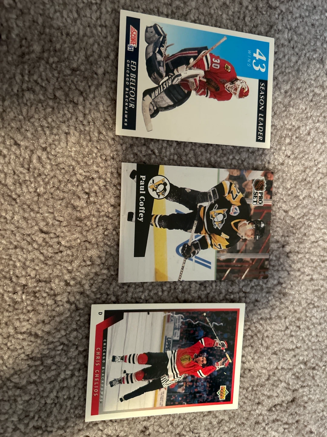 Collection of 3 Vintage Hockey Cards