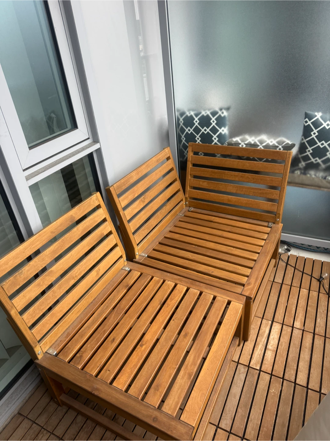 Wooden Outdoor Loveseat with Cushions