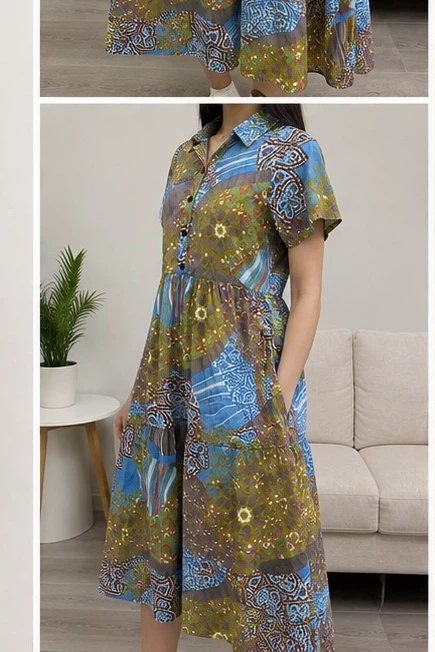 Tiered Midi Dress with Bohemian Print - photo 4