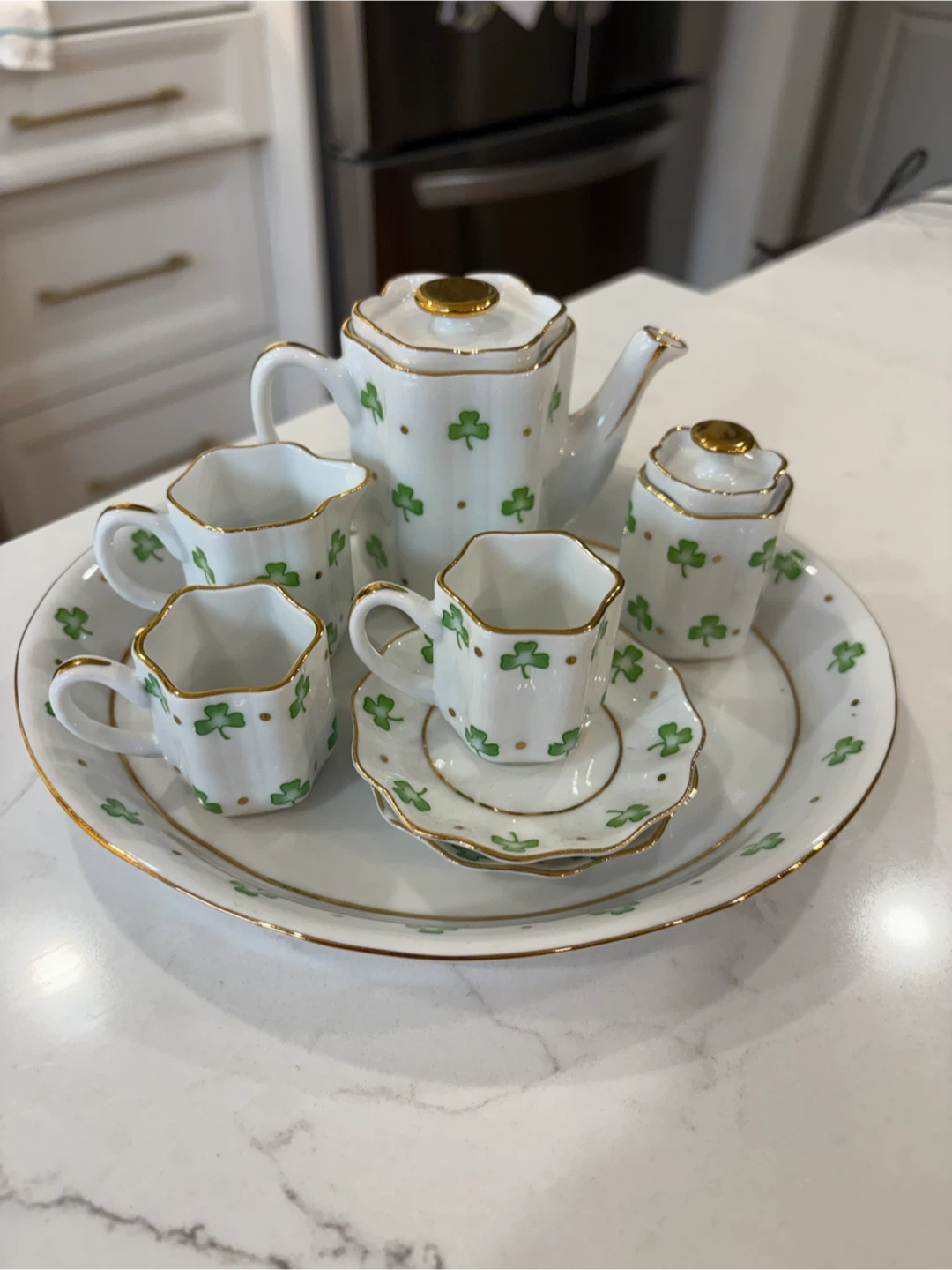 Vintage Miniature Shamrock Tea Set with Tray - photo 2